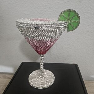 Silver and Pink Crystal Clutch